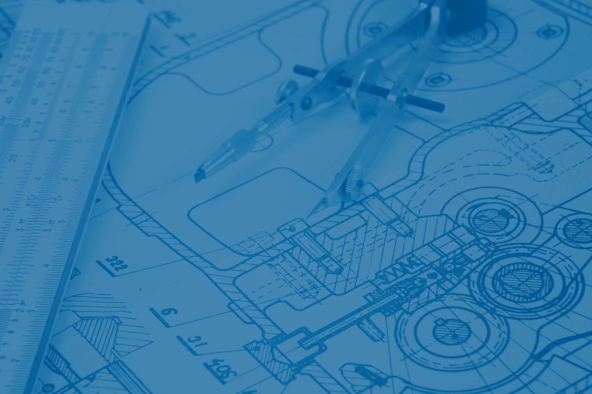 Blueprint image of custom electrohydraulic actuator