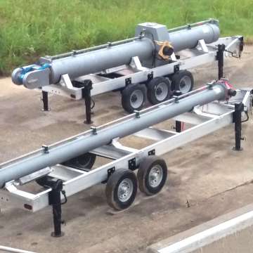Large custom hydraulic cylinders for civil infrastructure project on aluminum storage and transport trailers