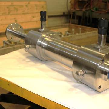 316 stainless steel custom cylinder with hollow double rod and end-of-stroke proximity switches