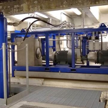 Culvert valve hydraulic cylinder and hydraulic power unit installed in dam machinery room